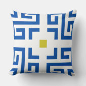 モダンヴィンテージボホブルー&イエロー基本パターン クッション (正面)