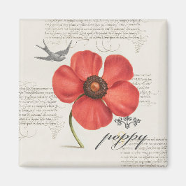 モダンヴィンテージポピーイラストレーション マグネット