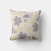 モダンヴィンテージミントグリーンアイボリーグレーフローラ クッション (正面)