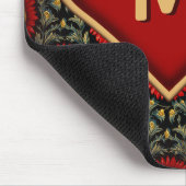 モダンヴィンテージレッドモノグラムハートマウスパッド マウスパッド (コーナー)