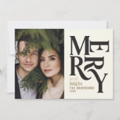 モダンヴィンテージレトロChritsmasブラック金ゴールド発表 案内状 (正面)