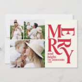 モダンヴィンテージレトロChritsmasレッドフェスティバル写真 案内状 (正面)