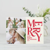 モダンヴィンテージレトロChritsmasレッドフェスティバル写真 案内状 (スタンド正面)