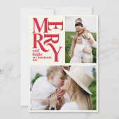 モダンヴィンテージレトロChritsmas赤い写真 案内状 (正面)