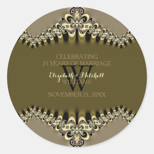 モダンヴィンテージレ結婚ース特殊イベント ラウンドシール (正面)