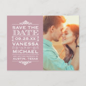 モダンヴィンテージ写真の保存日付 案内ポストカード (正面)