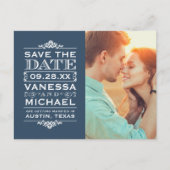 モダンヴィンテージ写真の保存日付 案内ポストカード (正面)