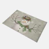 モダンヴィンテージ冬園雪だるま ドアマット (アングル)