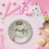 モダンヴィンテージ冬園雪だるま ペーパープレート (パーティー)