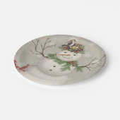 モダンヴィンテージ冬園雪だるま ペーパープレート (アングル)