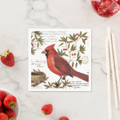 モダンヴィンテージ冬（鳥）ショウジョウコウカンチョウ スタンダードカクテルナプキン (インサイチュ)