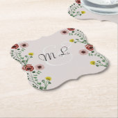 モダンヴィンテージ刺しゅうフローラ結婚ズ ペーパーコースター (アングル)