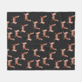 モダンヴィンテージ可愛い赤いキツネ模様 フリースブランケット (正面(横))