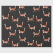 モダンヴィンテージ可愛い赤いキツネ模様 ラッピングペーパー (フラット)