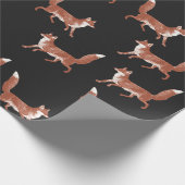 モダンヴィンテージ可愛い赤いキツネ模様 ラッピングペーパー (角)