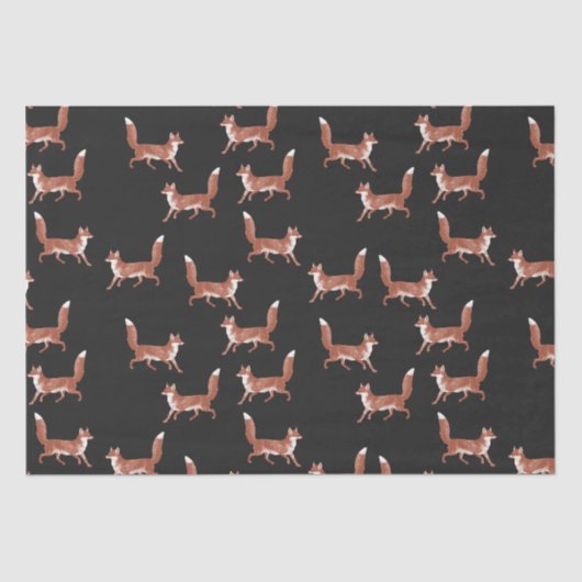 モダンヴィンテージ可愛い赤いキツネ模様 薄葉紙 (正面)