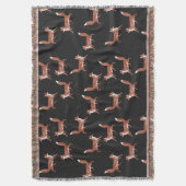 モダンヴィンテージ可愛い赤いキツネ スローブランケット (正面縦)