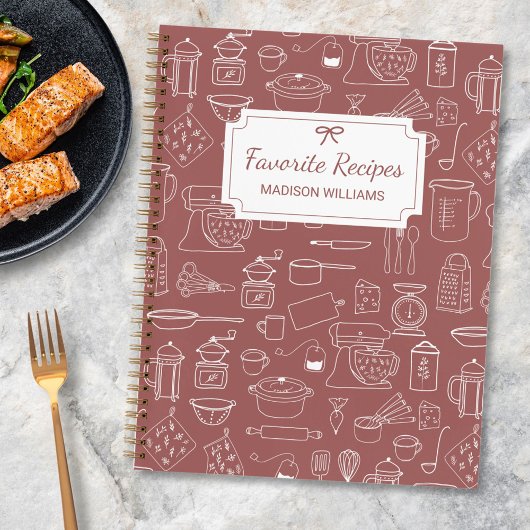 モダンヴィンテージ台所用品かわいいドードルレシピ ノートブック