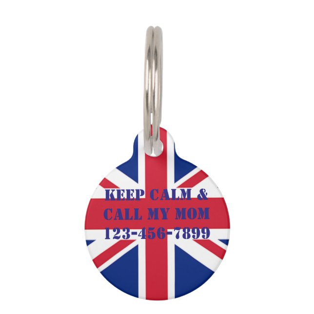 モダンヴィンテージ国旗のユニオンジャック ペット　ネームタグ (正面)