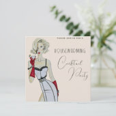 モダンヴィンテージ引っ越し祝いパーティーカクテルパーティーのピンアップ 招待状 (スタンド正面)