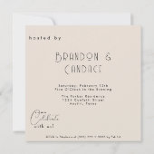 モダンヴィンテージ引っ越し祝いパーティーカクテルパーティーのピンアップ 招待状 (裏面)