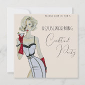 モダンヴィンテージ引っ越し祝いパーティーカクテルパーティーのピンアップ 招待状 (正面)