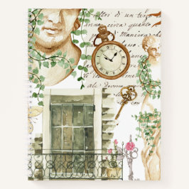 モダンヴィンテージ水絵を描色のギリシャ語 ノートブック