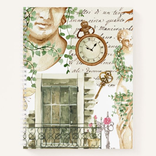 モダンヴィンテージ水絵を描色のギリシャ語 ノートブック (正面)