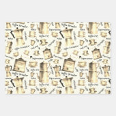 モダンヴィンテージ水色コーヒーエスプレッソポット ラッピングペーパーシート (正面)