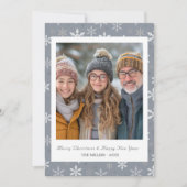 モダンヴィンテージ灰色の雪片の写真 シーズンカード (正面)