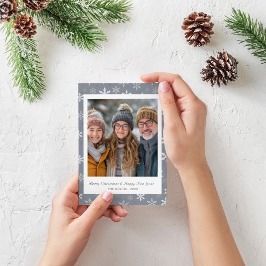 モダンヴィンテージ灰色の雪片の写真 シーズンカード