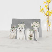 モダンヴィンテージ白森動物挨拶状 カード (黄色い花)