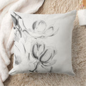 モダンヴィンテージ白黒水色フローラ クッション (ブランケット)