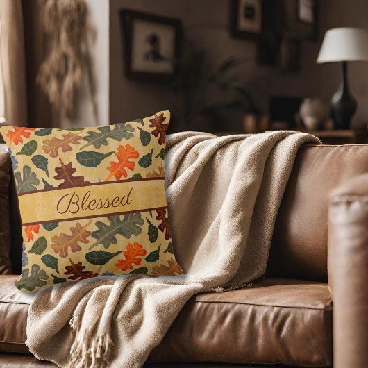 モダンヴィンテージ秋オーク葉テリー賛美ズ クッション