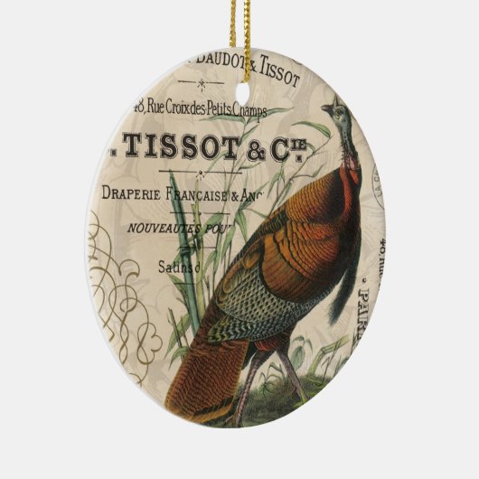 モダンヴィンテージ秋野生の七面鳥 セラミックオーナメント (右)