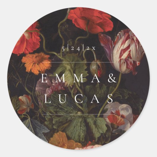 モダンヴィンテージ結婚フローラ ラウンドシール (正面)