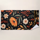 モダンヴィンテージ美しいフローラ収集 ビーチタオル (正面)