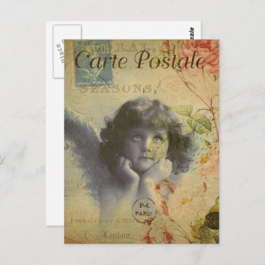 モダンヴィンテージ角フランスの部付きポストカード ポストカード (正面/裏面)