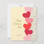 モダンヴィンテージ赤いハートハッピーバレンタインデー ノートカード (正面)