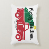 モダンヴィンテージ赤トラック アクセントクッション (正面(垂直))