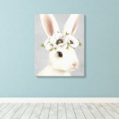 モダンヴィンテージ農家の白うさぎ キャンバスプリント (インサイチュ (ウッドフロア))