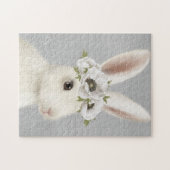 モダンヴィンテージ農家の白うさぎ ジグソーパズル (横)