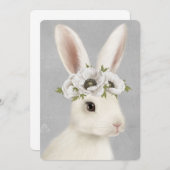 モダンヴィンテージ農家の白うさぎ 招待状 (正面/裏面)