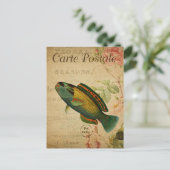 モダンヴィンテージ魚コラージュ絵葉書 ポストカード (スタンド正面)