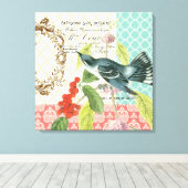 モダンヴィンテージ鳥の引き伸ばしキャンバス キャンバスプリント (インサイチュ (ウッドフロア))