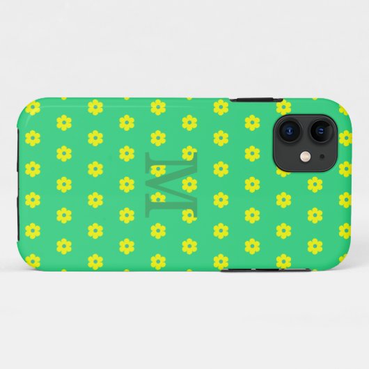 モダンヴィンテージ黄色の花モノグラムCase-M Case-Mate iPhoneケース (裏面(横))