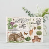 モダンヴィンテージ·ガーデン·ラビット 招待状 (スタンド正面)