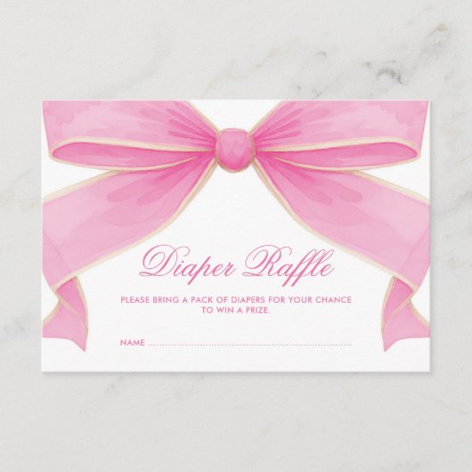 モダンヴィンテージ ピンクの大きなリボン おむつくじ エンクロージャーカード (正面)