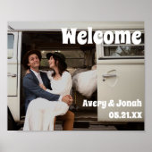 モダンヴィンテージ フォト ウェディング レセプション ウェルカム ポスター (正面)