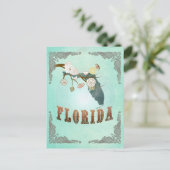 モダンヴィンテージ フロリダ州マップ - ターコイズブルー ポストカード (スタンド正面)
